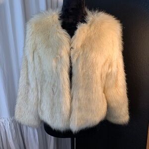 Skies Are Blue Cream Faux Fur Jacket